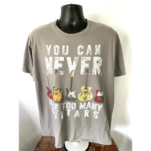 You Can Never Have Too Many Guitars Graphic T-Shirt Gray XL - Picture 1 of 6